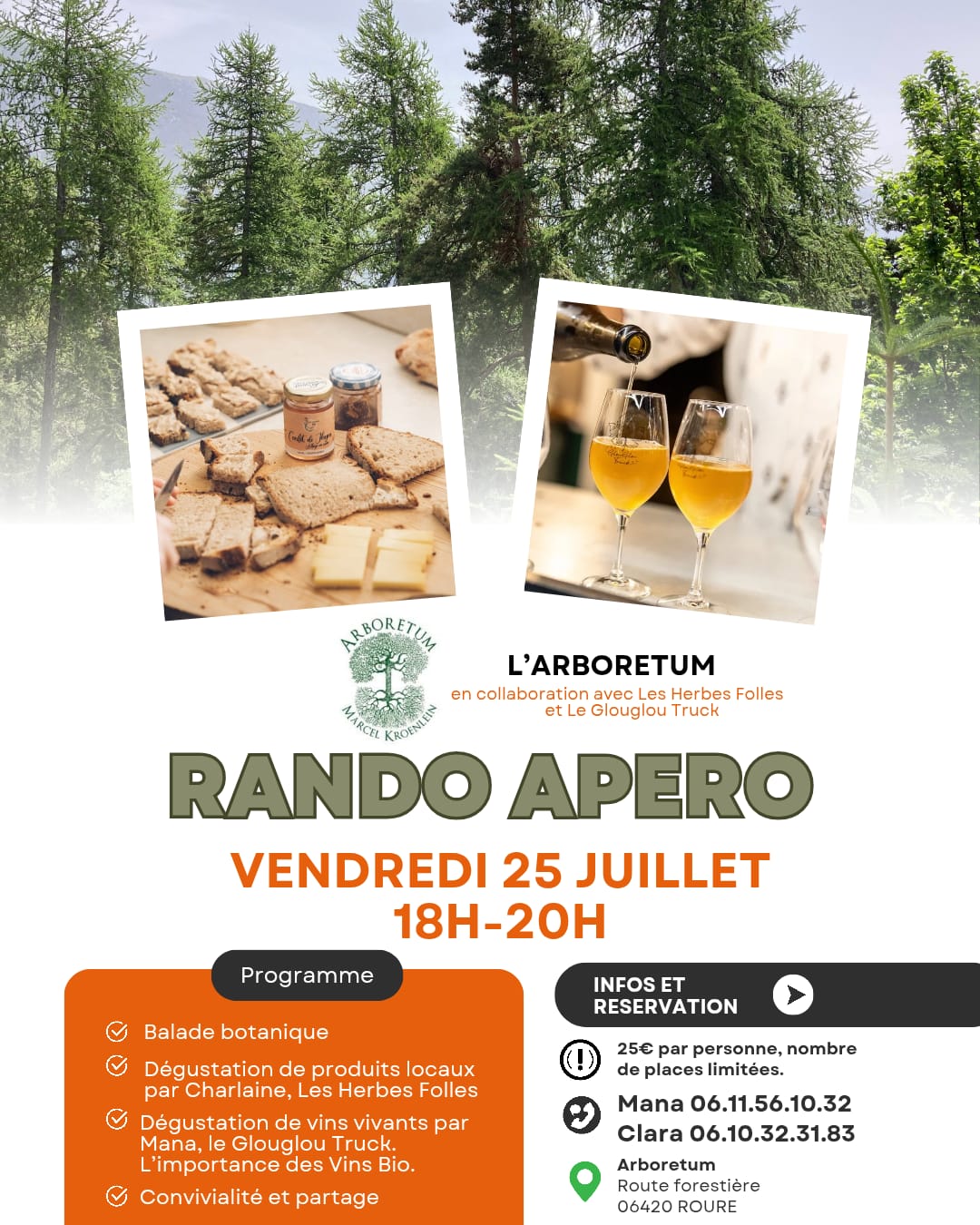Affiche rando apéro à l'arboretum de Roure