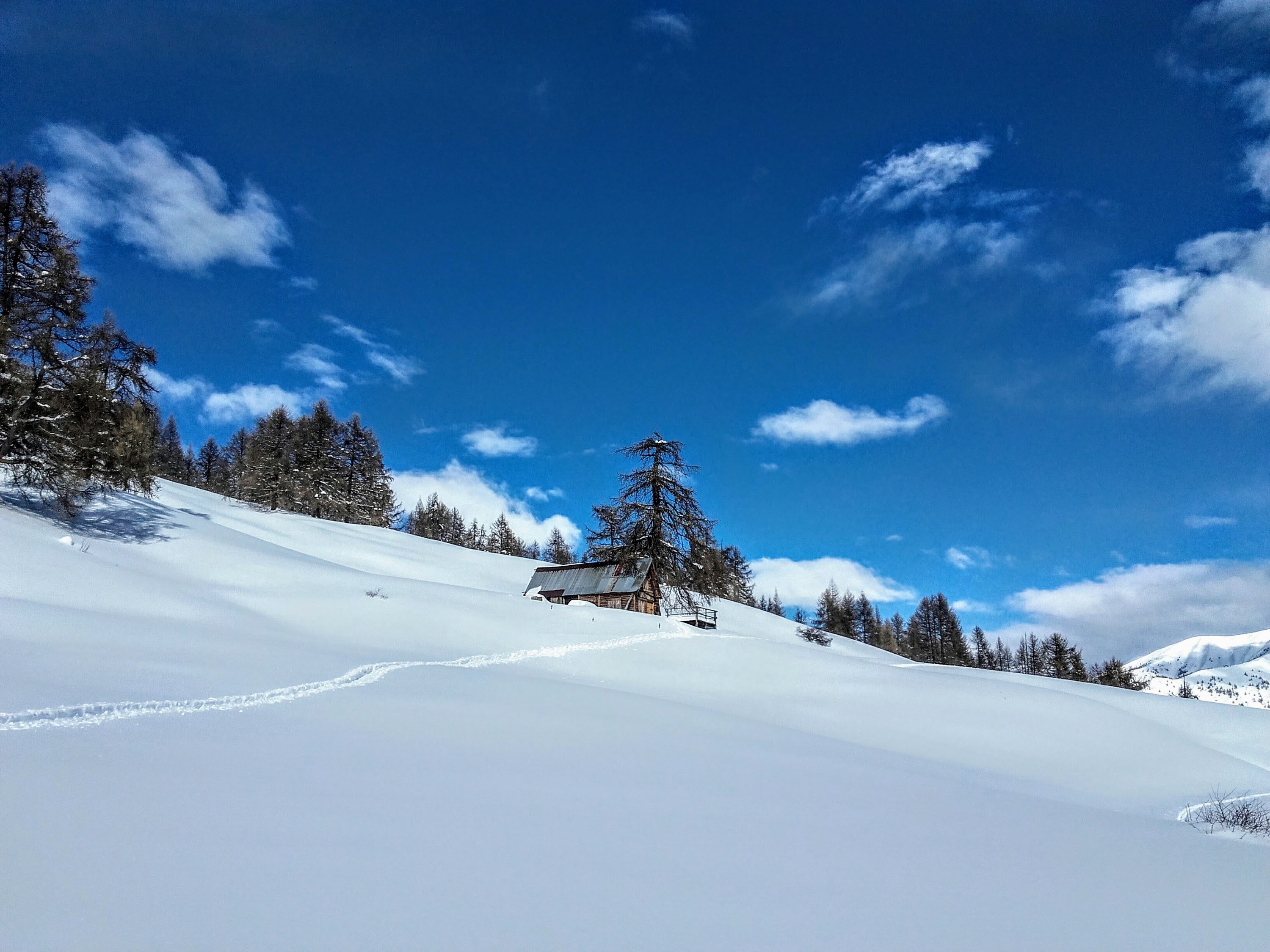 Paysage enneigé du Val d'Allos - Parc national du Mercantour
