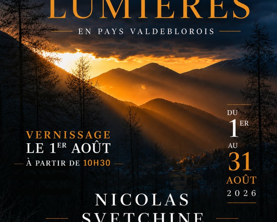 Affiche exposition " Ombres et lumières" des photos du Parc national du Mercantour