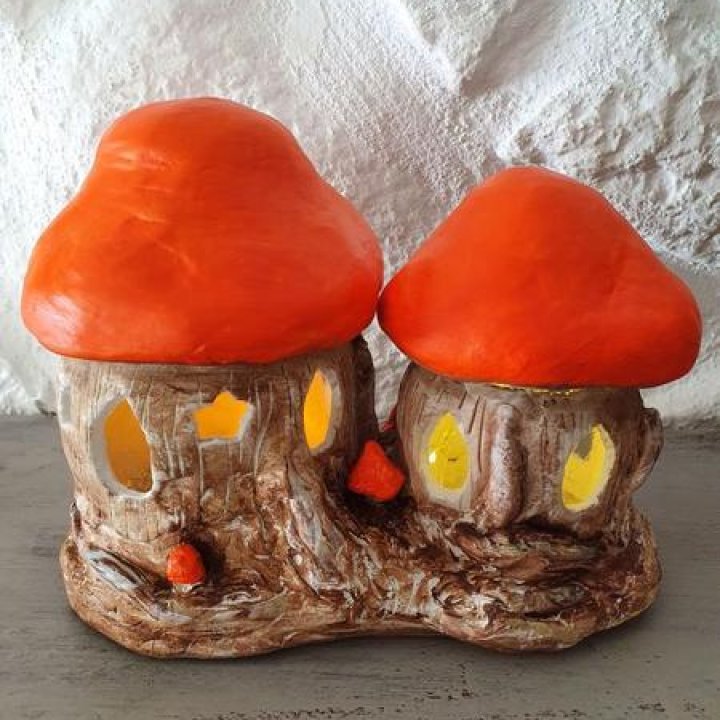 Champignon orange double MM 17 x 20 cm 2.jpg - Veilleuse féérique du Mercantour Oronge double