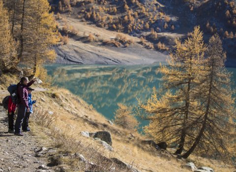 Une accompagnatrice en montagne avec des enfants 