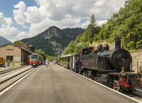 Micheline et locomotive à vapeur