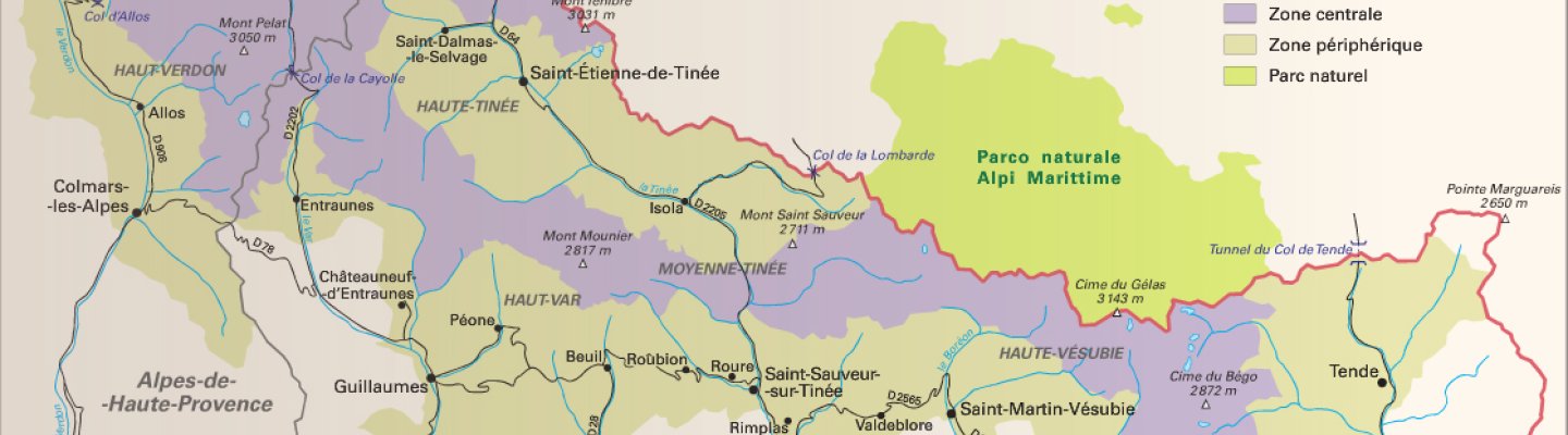 Carte du Parc national du Mercantour
