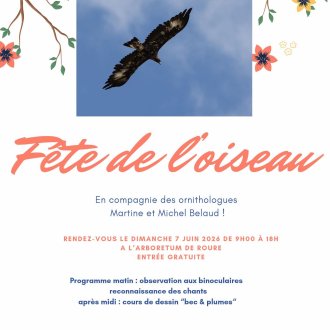 Affiche fête de l'oiseau à l'Arboretum de Roure 